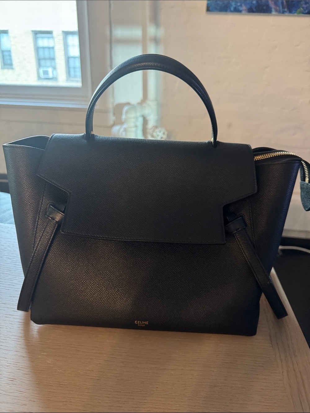 Celine Black Leather Structured Top-Handle Satchel- never used